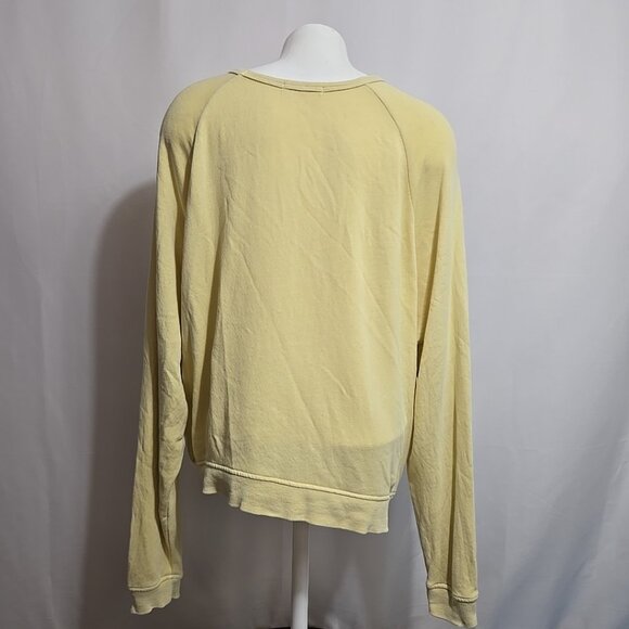 Marine Layer Crewneck Sweatshirt Womens Size XL Yellow Raglan Sleeve Cropped - Picture 3 of 13